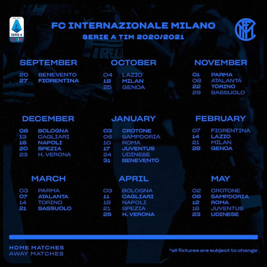 Calendario Inter Serie A 2023/2024, tutte le partite dei nerazzurri